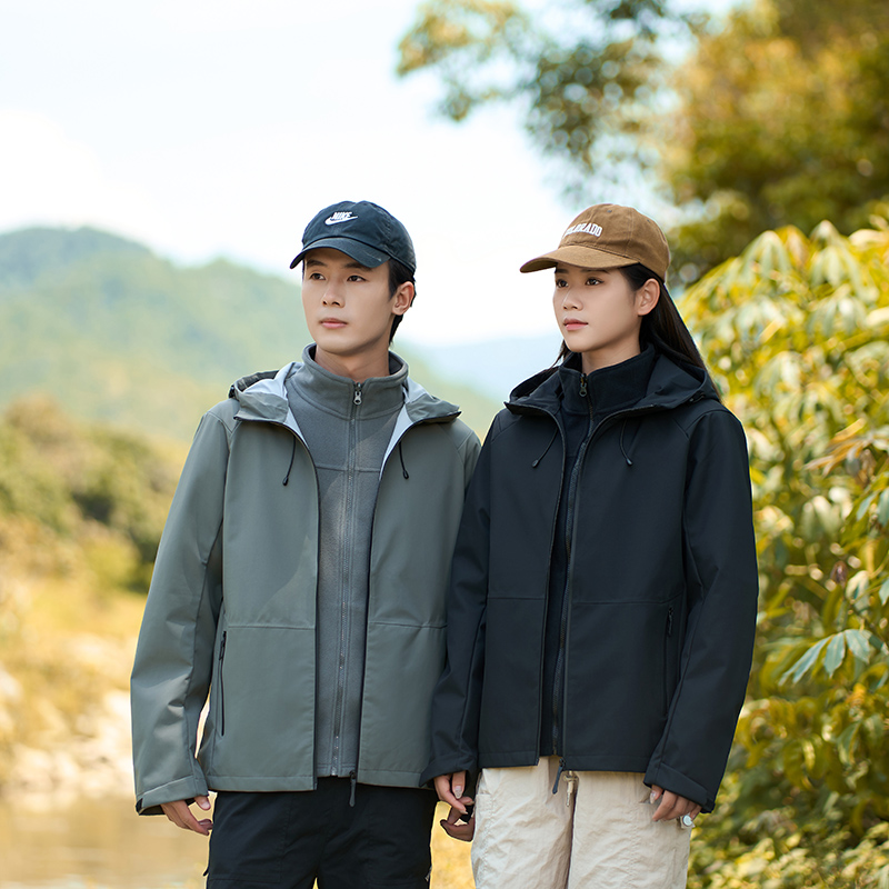 【文心】【防水防风防污】【摇粒绒内胆】软壳冲锋式三合一夹克9624555