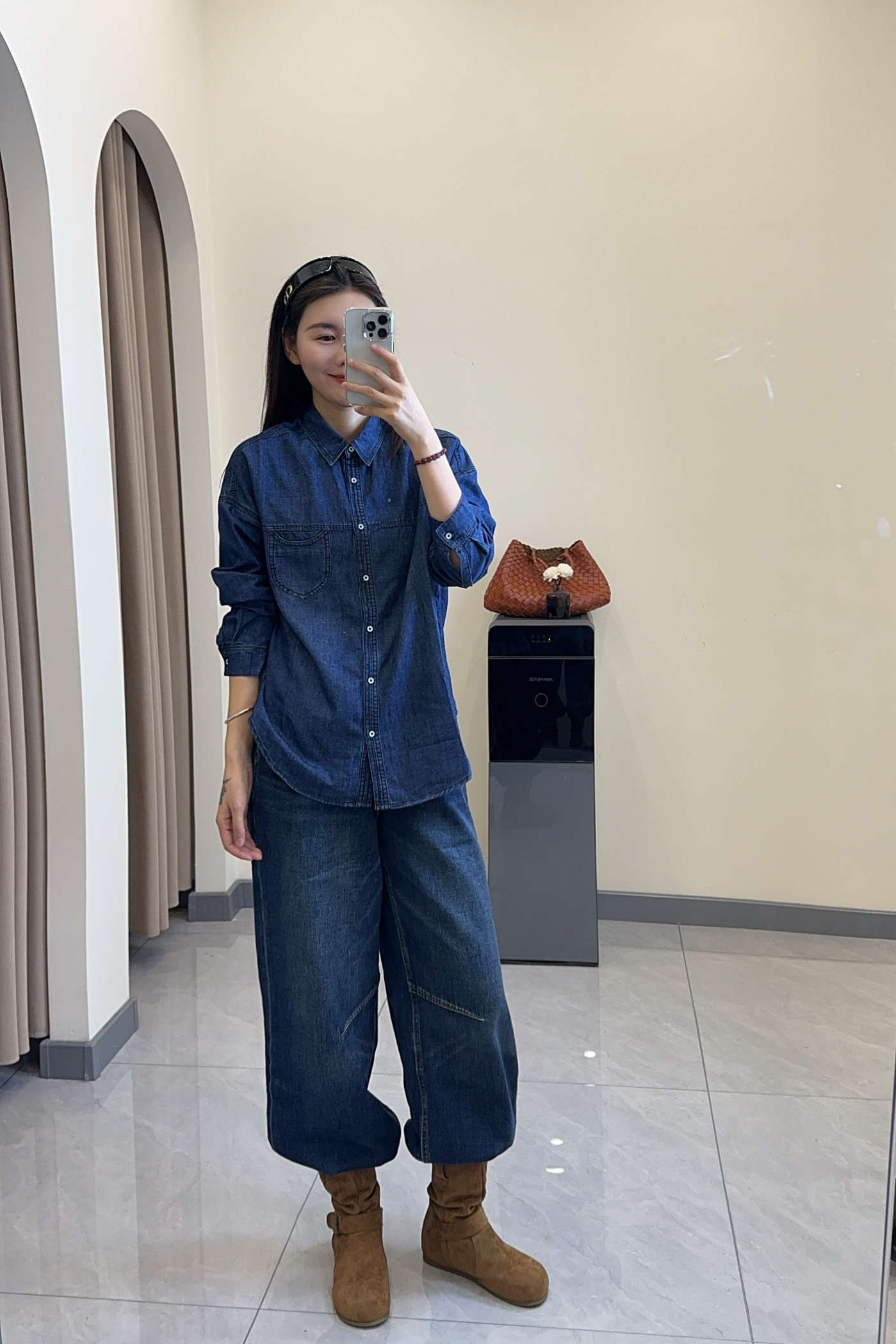 新款宽松小翻领牛仔衬衫