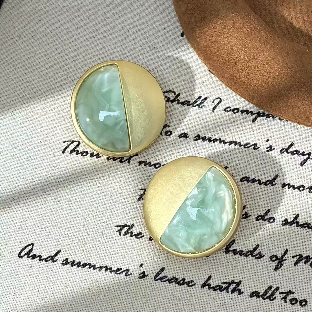 合金亚克力耳饰 远远（YY588） 半程山水-中古法式轻奢气质简约