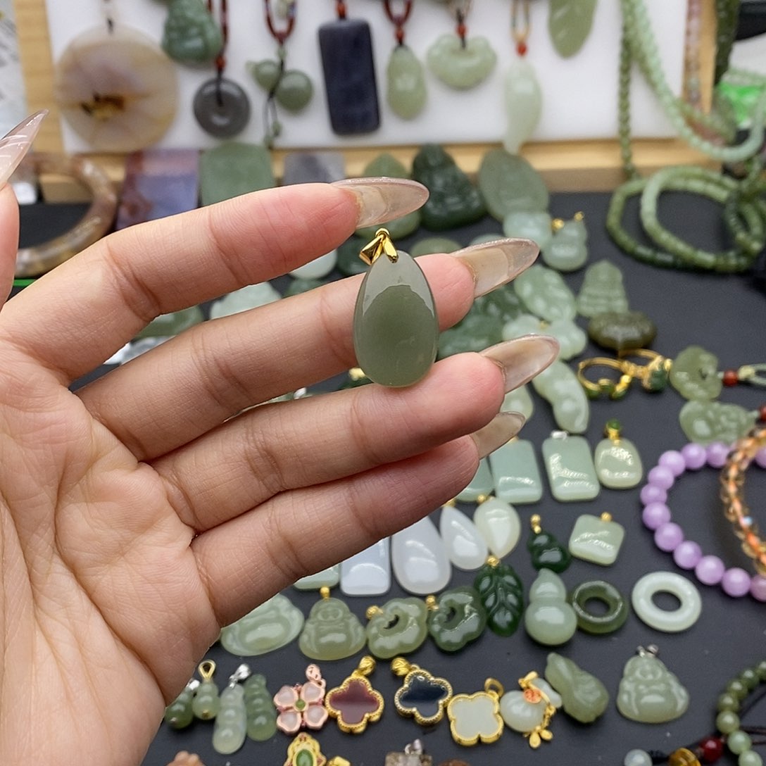 和田玉吊坠(不含链)银S925镶嵌