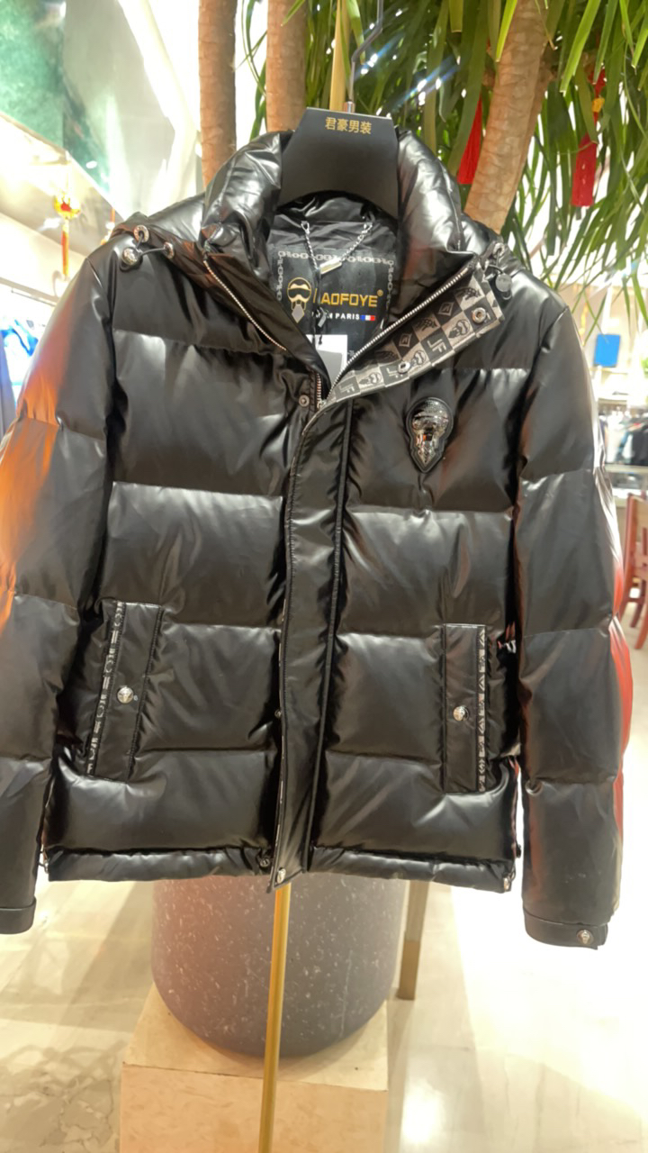 防风收口袖羽绒服冬季经典外套短款黑色