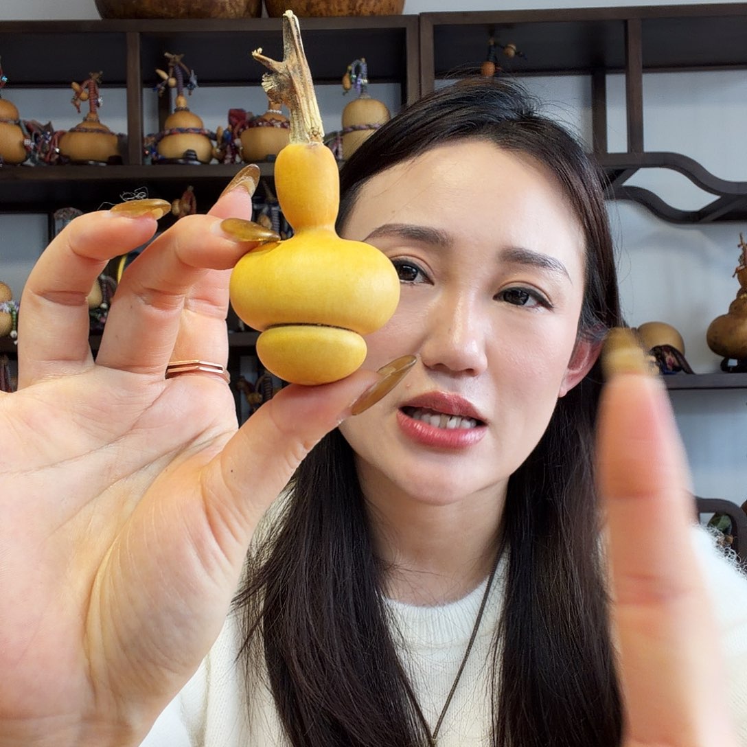 花***落熊猫脸钱袋子葫芦把件