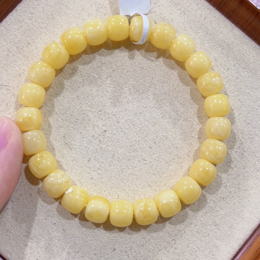 手链蜜蜡未镶嵌8.5m浓蜡奶白妖花 开播福利 漏！
