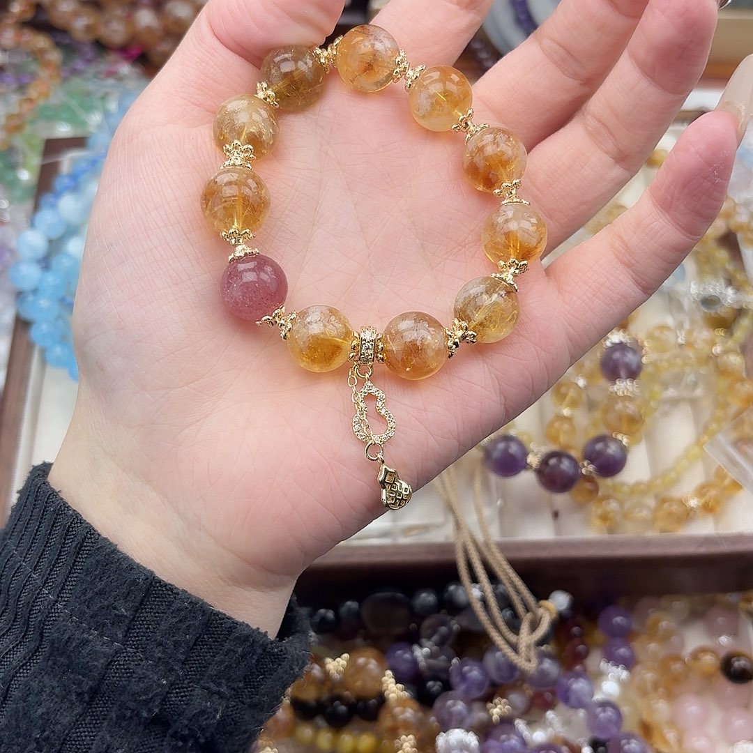 烟晶手链银S925镶嵌好