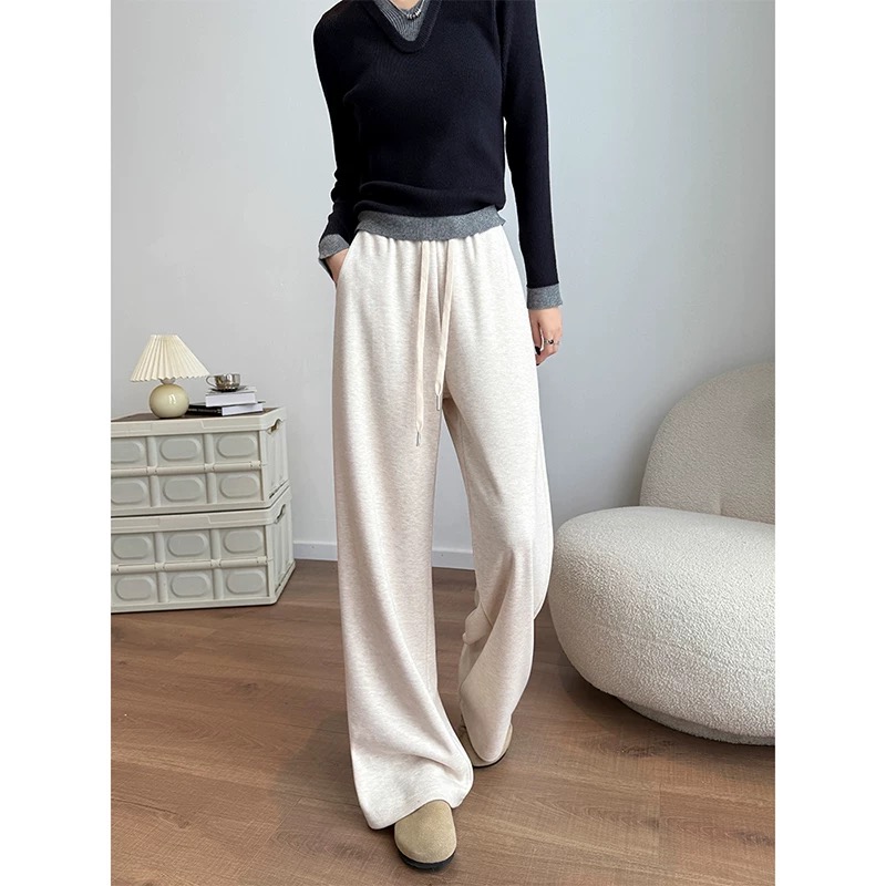 10102-阔腿裤女秋冬2025新款高腰垂感窄版直筒糯米裤