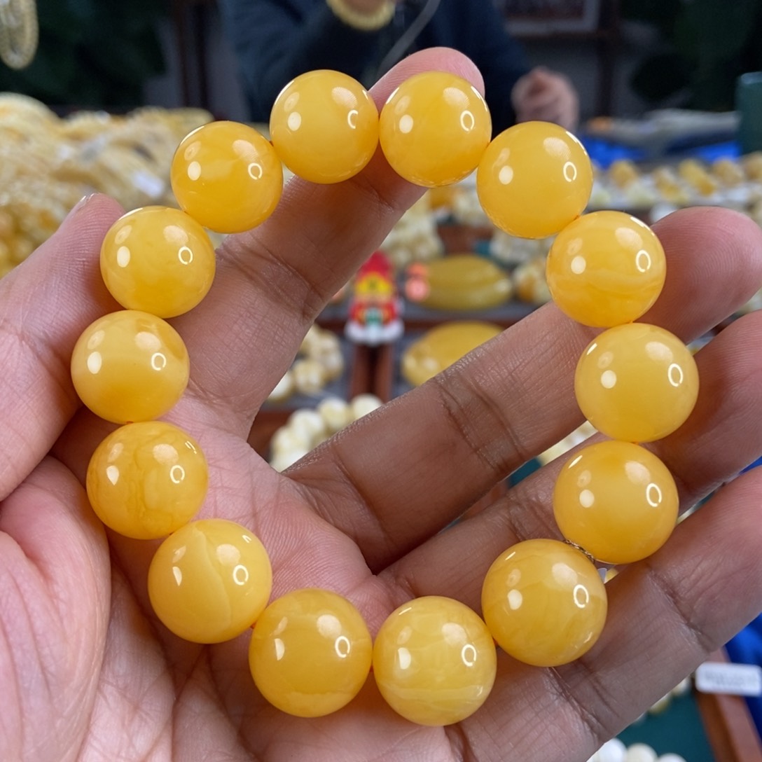 琥珀珠宝奇石未镶嵌16焦皮同料串34.17