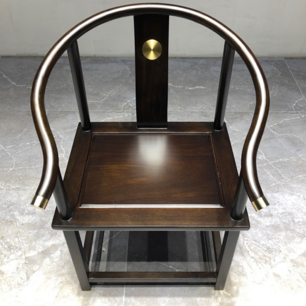 实木原木非洲刚果黑檀新中式官帽椅茶椅家用办公休闲椅