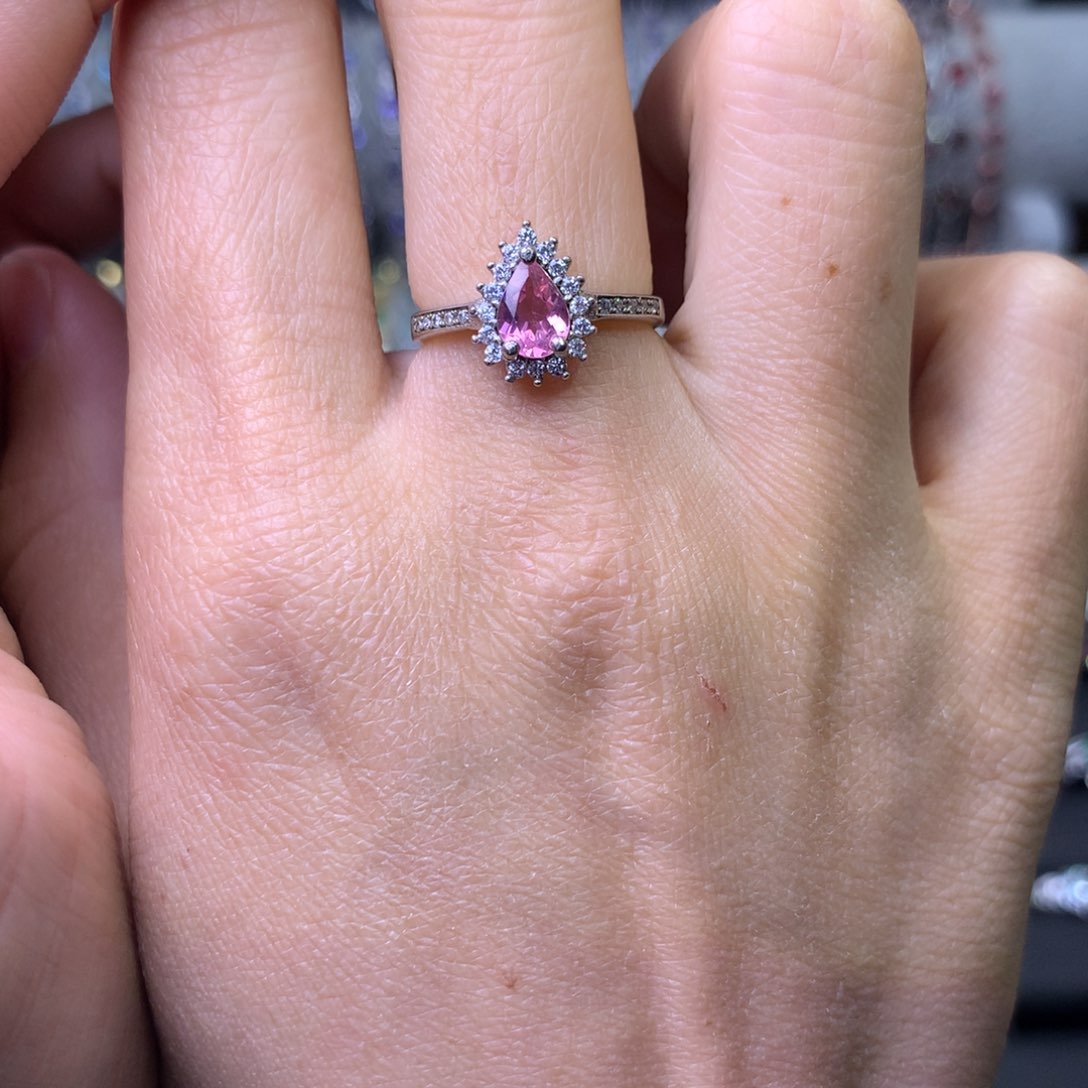 碧玺戒指银S925镶嵌戒指