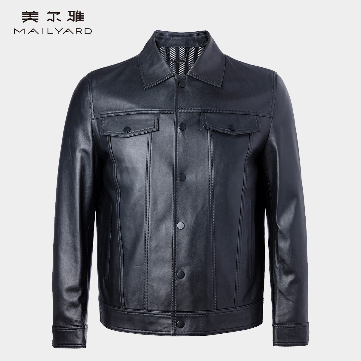 MAILYARD/美尔雅真皮皮服春秋款男士经典翻领皮衣外套050W
