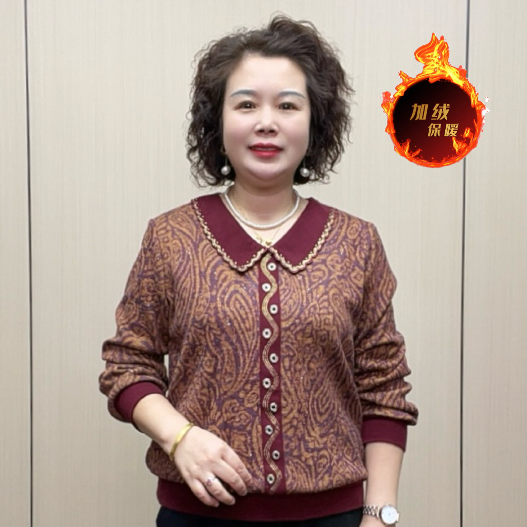2025冬季加绒时尚休闲女装气质显瘦女士减龄中老年新款妈妈装