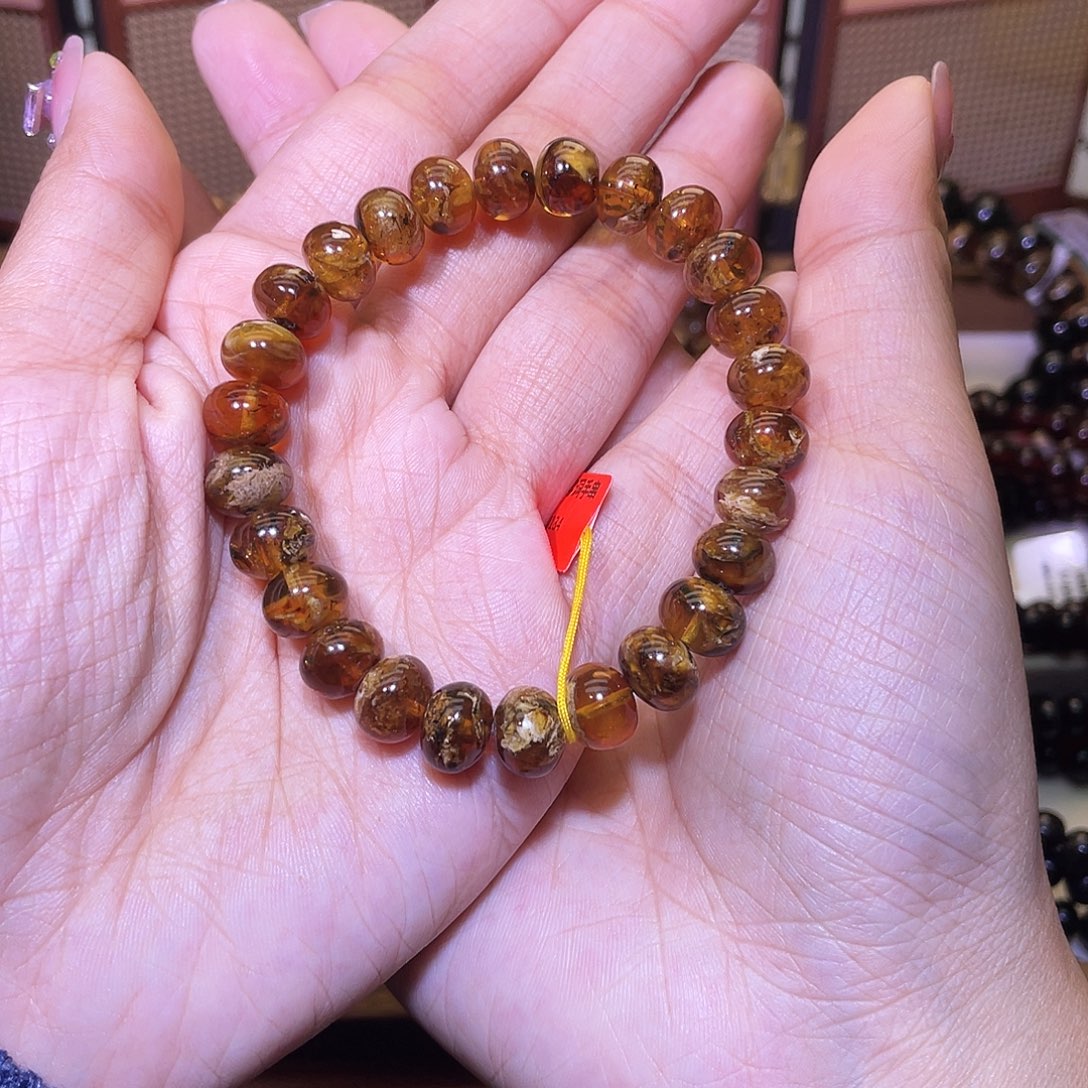 琥珀未镶嵌裸石抚顺琥珀9+溶洞花蜡