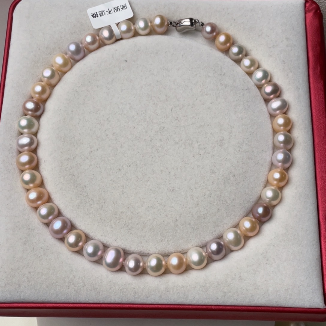 银S925镶嵌淡水珍珠颈饰11-12mm无核无暇