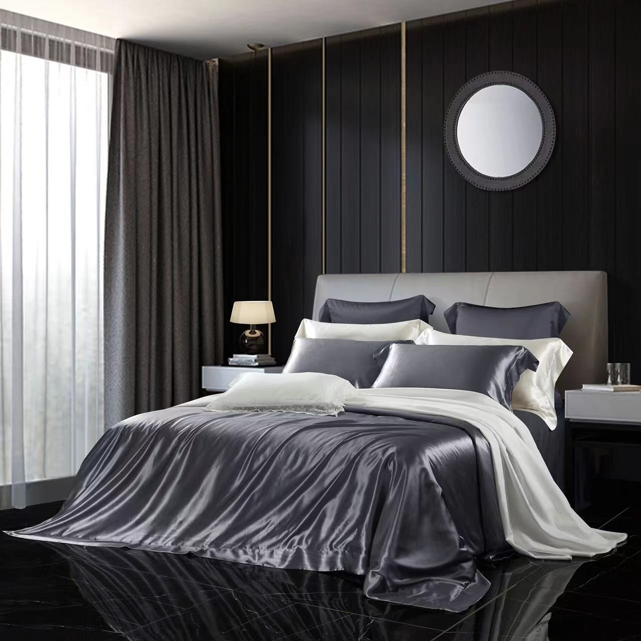 22姆米双面重磅真丝桑蚕丝四件套-6A级100%桑蚕丝-奢华别墅套房