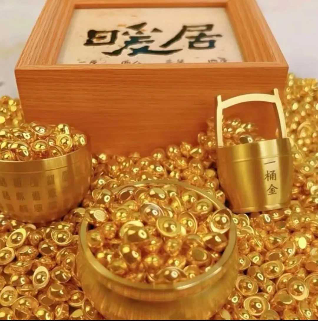 【铜姥爷】实心小元宝仿金元宝聚宝盆填充物1厘米金色元宝创意迷你
