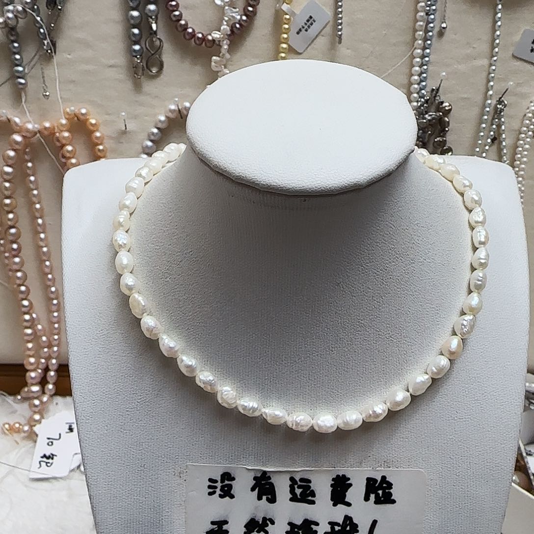 淡水珍珠颈饰合金巴洛克石头卡5