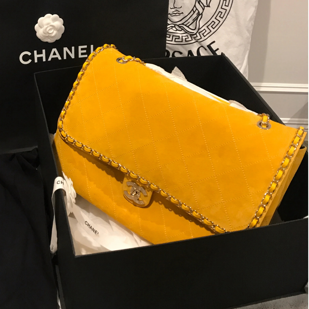 95新 Chanel/香奈儿 夏七中古/菲董系列 黄色xxl机场单肩包