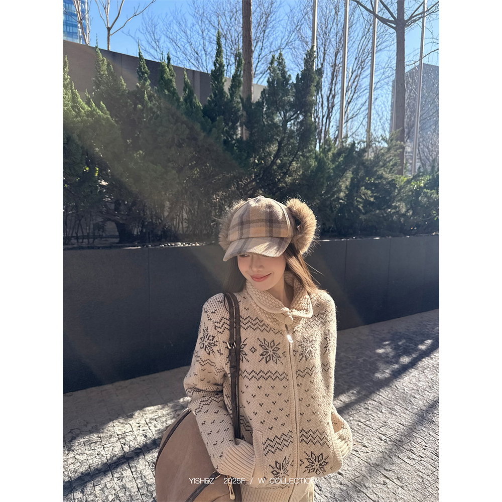 YISHEZ“费尔岛日记”斯拉夫风费尔岛提花圣诞复古针织开衫上衣