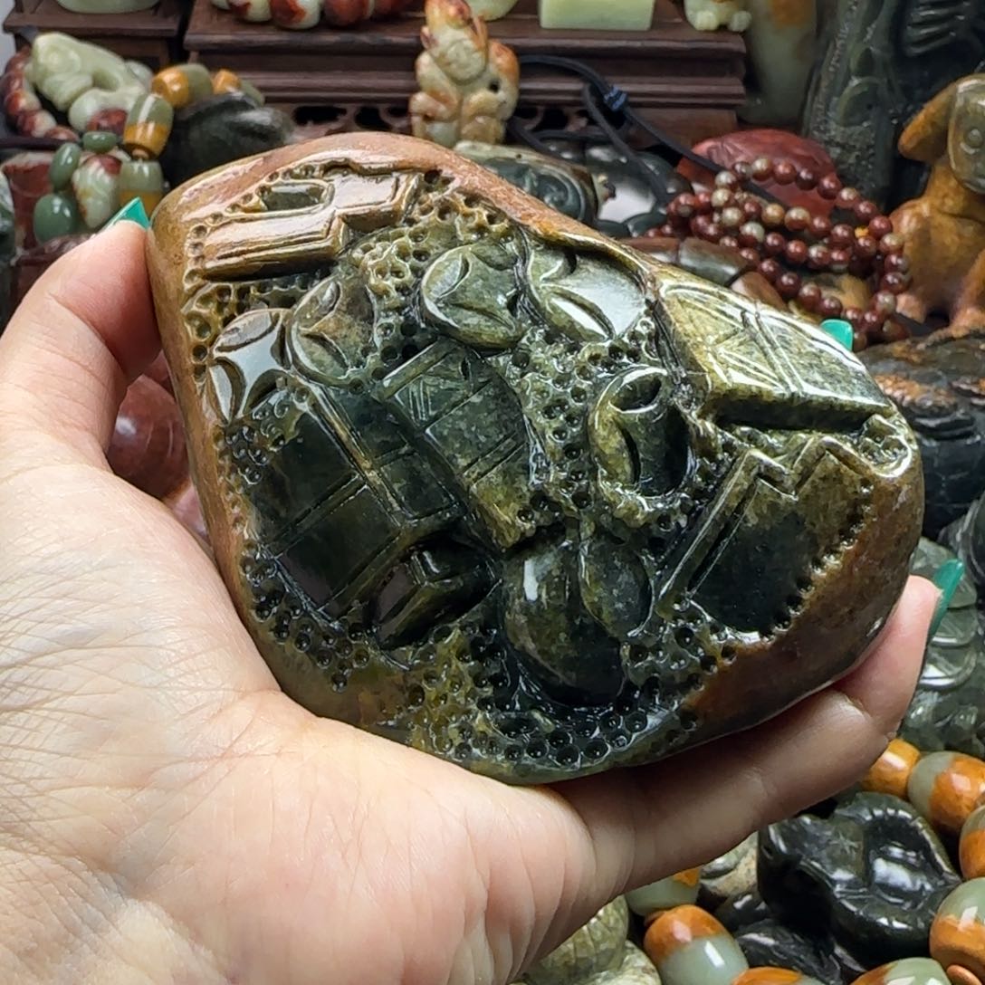 岫岩河磨玉（透闪石质玉）手把未镶嵌