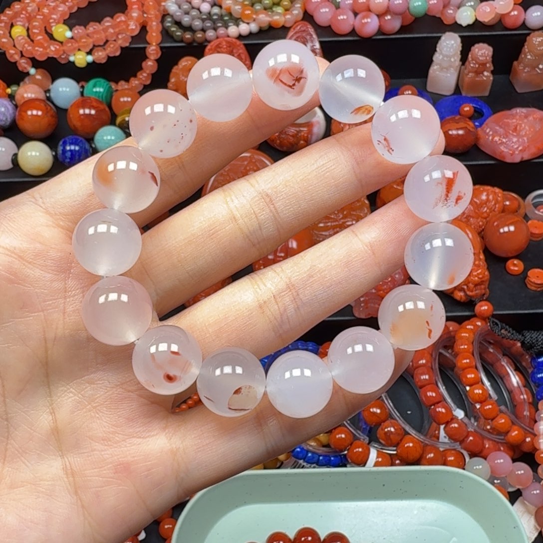 橘***弟南红玛瑙未镶嵌手串14