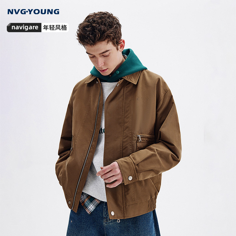 NVGYOUNG意大利小帆船巴恩风单夹克男2025秋季新款翻领微落肩外套