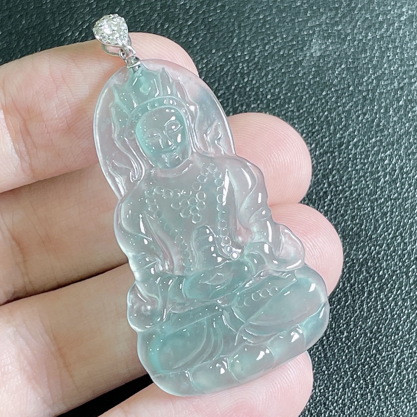 天然A货翡翠蓝冰度母观音吊坠139901 （多样性发货)