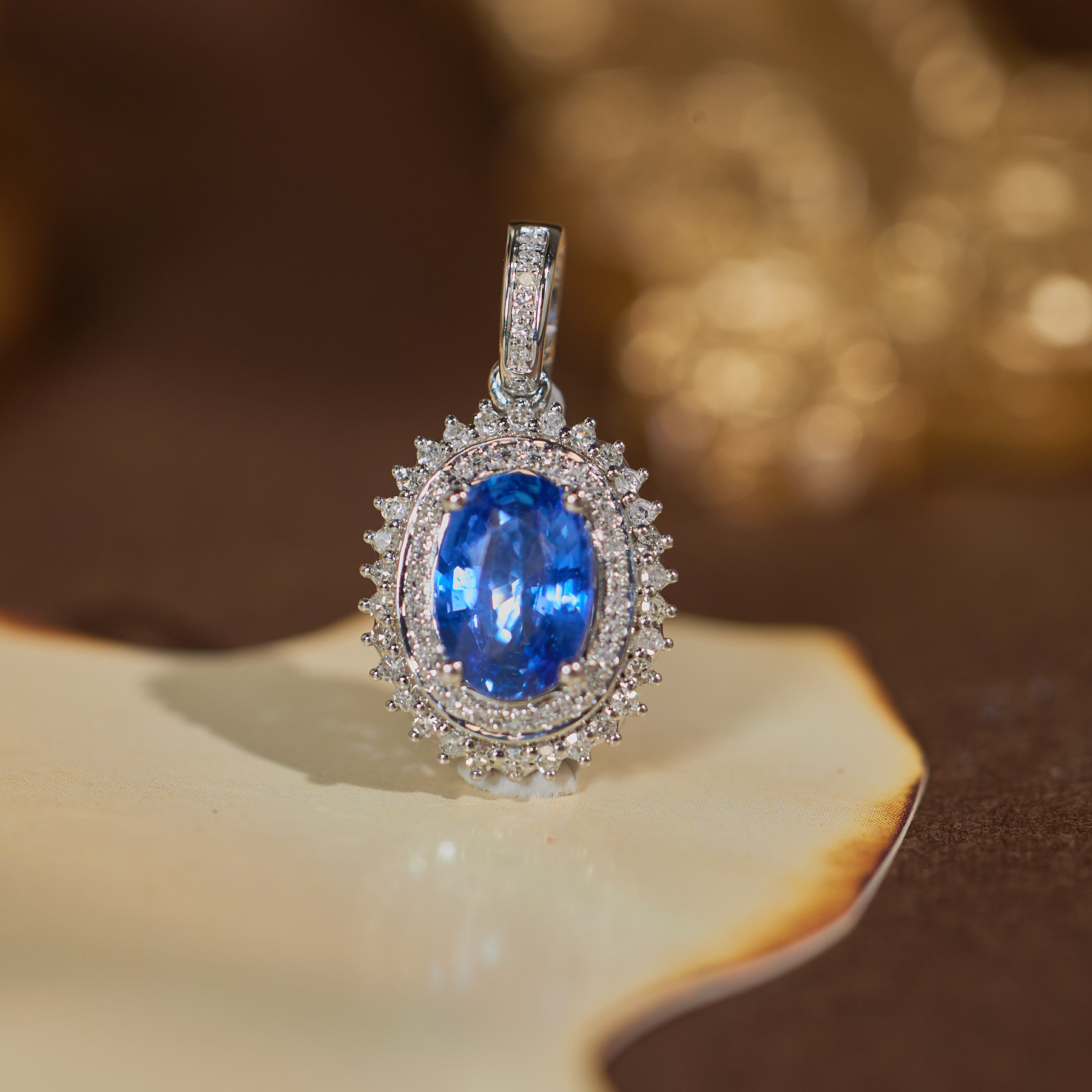 【九华山】蓝宝石吊坠*18K金镶嵌S1425