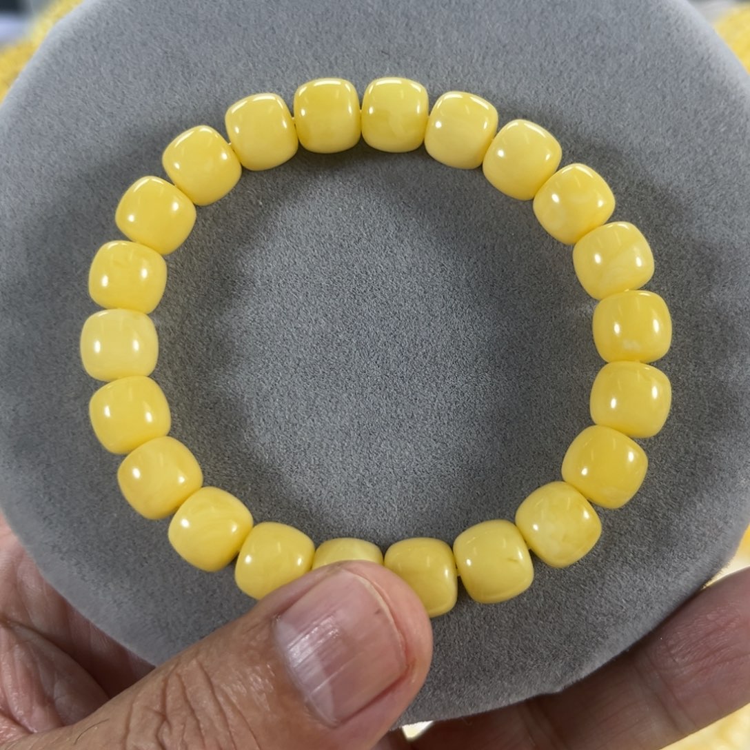 蜜蜡手串未镶嵌野*纯天然俄料奶黄