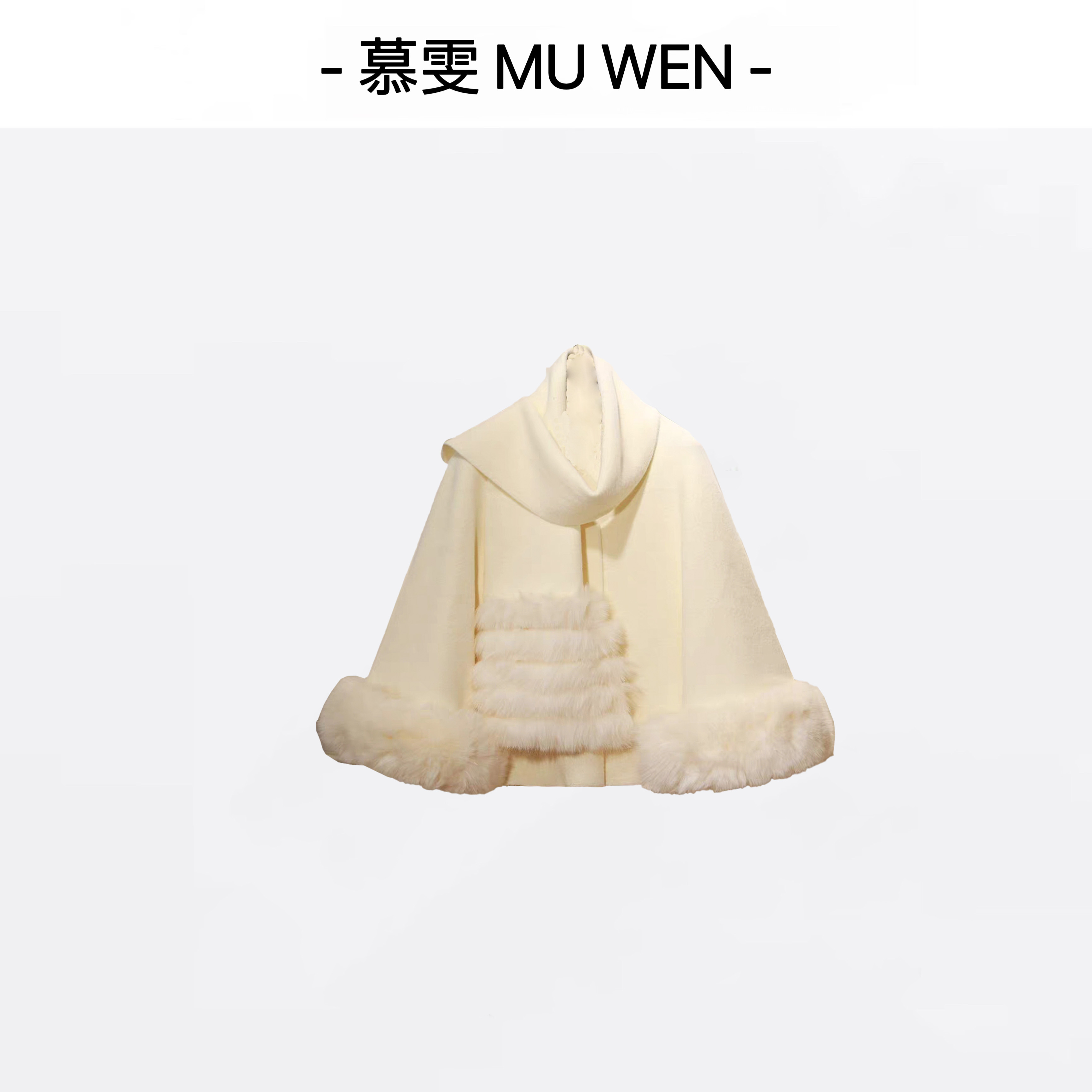 【桃夭映】新中式国风百搭围巾短款斗篷毛呢保暖大衣外套251466856
