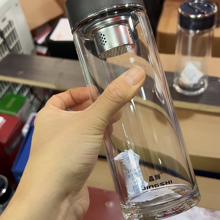 晶狮单层烫手玻璃杯500500哑光灰色➕杯套