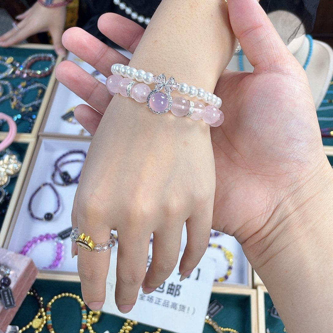 水晶手链银S925镀金镶嵌