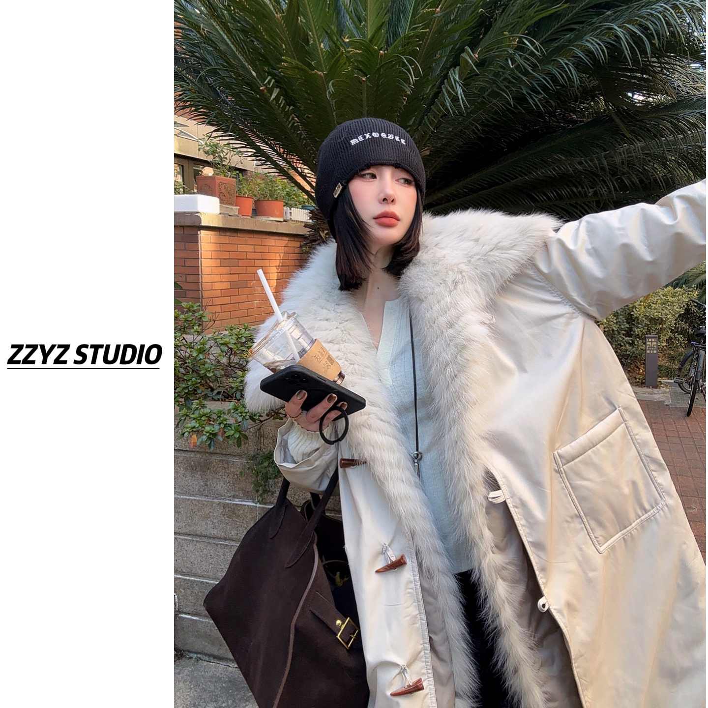 【ZZYZ】“爱尔兰初”进口狐狸毛领外套中长款白鹅绒羽绒派克服