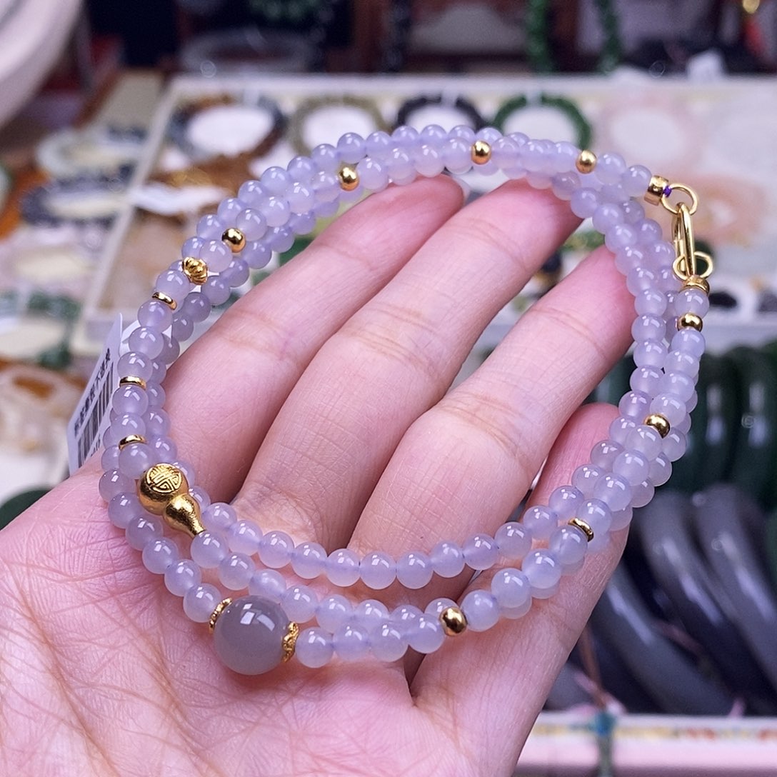 颈饰未镶嵌和田玉新品价设计款浓烟紫万能链4m