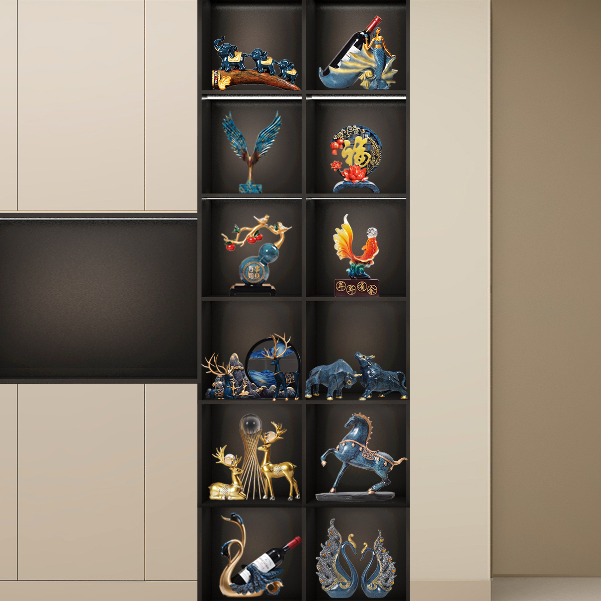 十二件套双排摆件酒柜电视柜玄关柜隔断柜家居饰品乔迁新居礼品