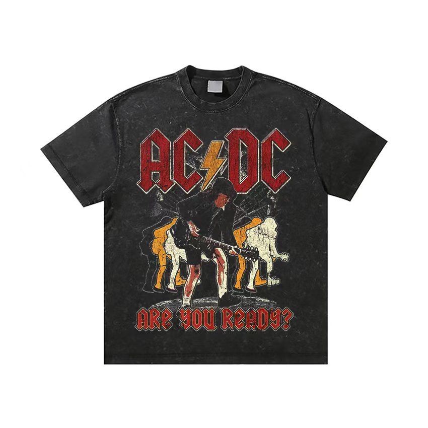 美式高街复古图案印花重磅短袖小领口宽松简约休闲透气T恤