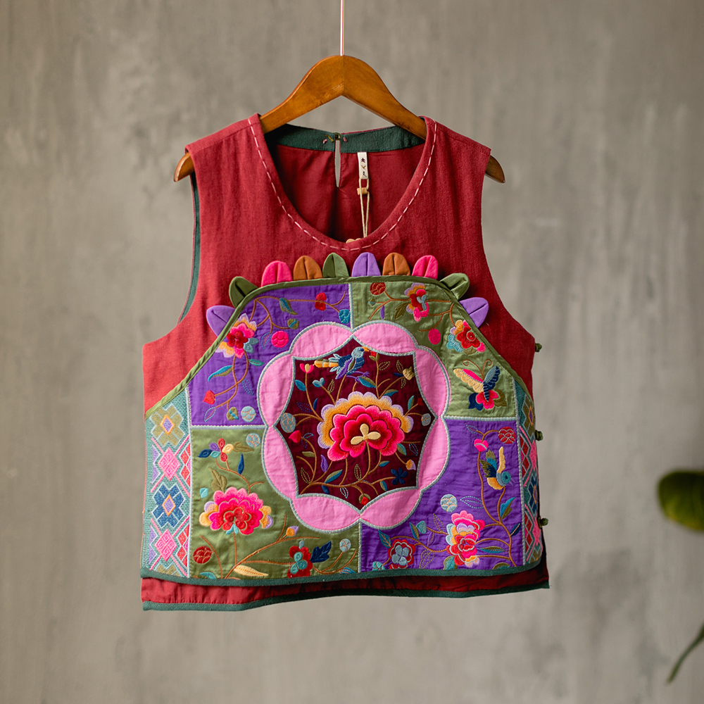 新中式国风冬季气质时尚刺绣背心棉马甲203221
