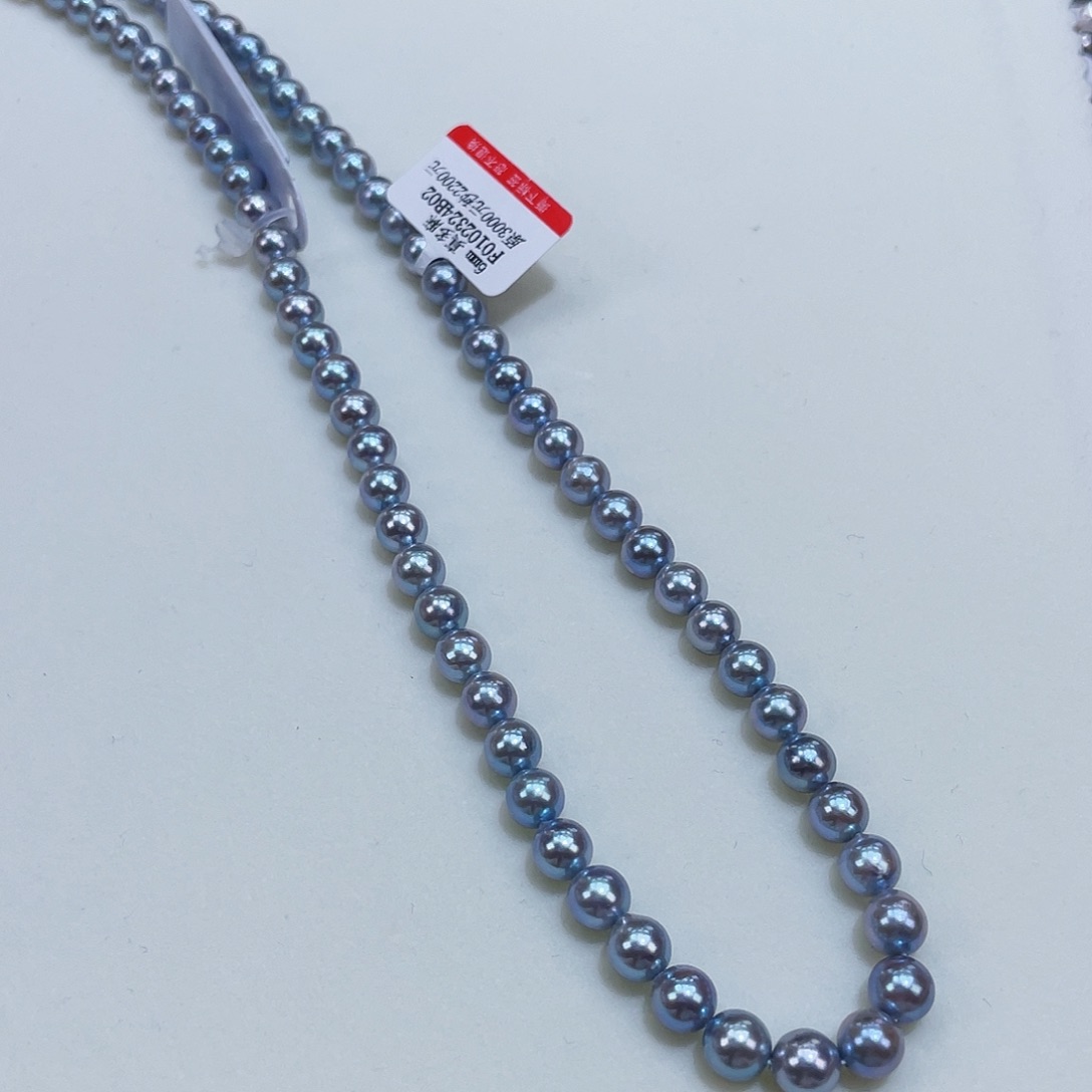 淡水珍珠颈饰银S925镶嵌6/6.5蓝玫瑰真多麻毕业捡漏