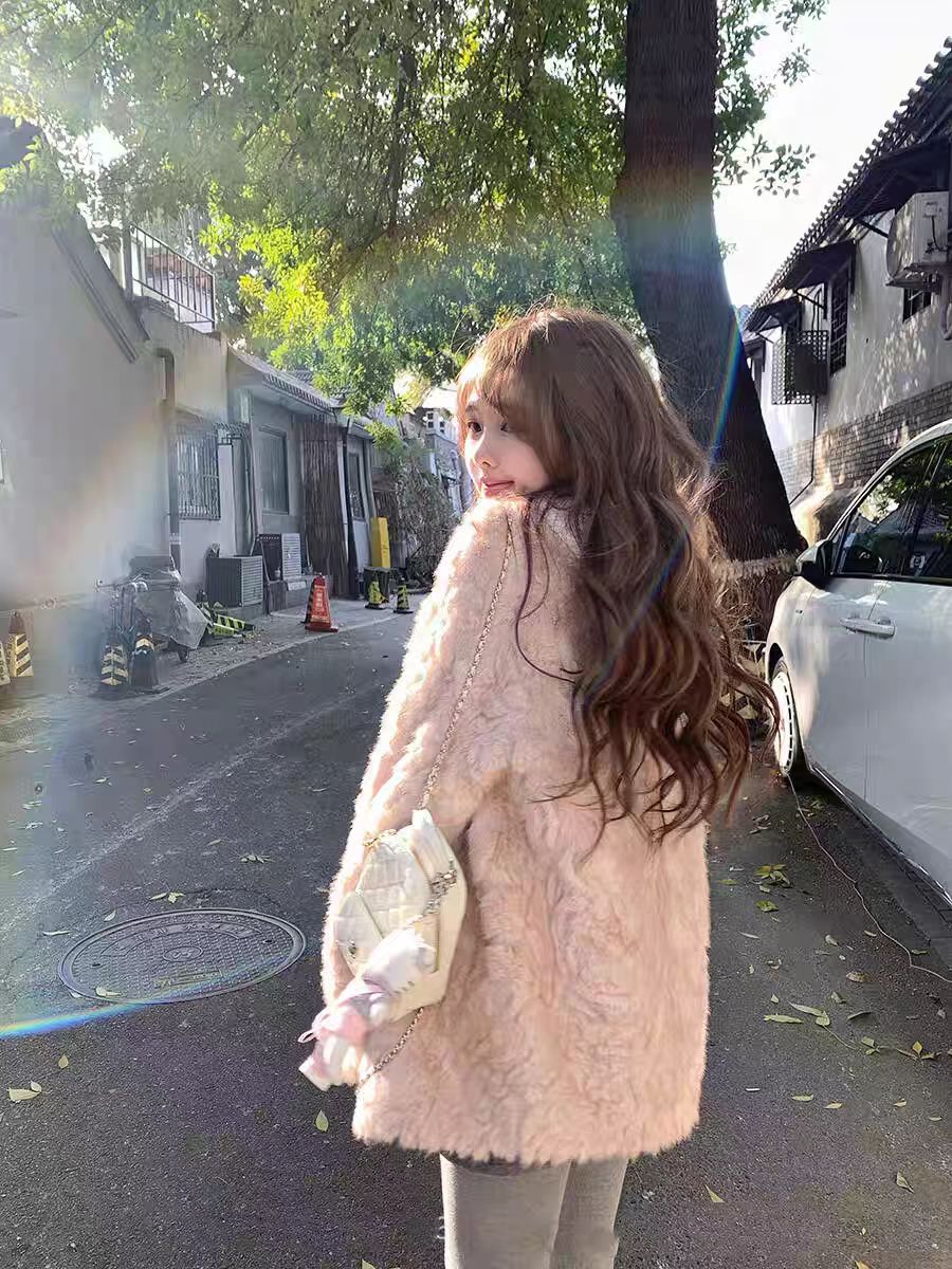 【粉嫩小湖羊】糯叽叽仿羊羔毛环保皮草毛毛外套女冬