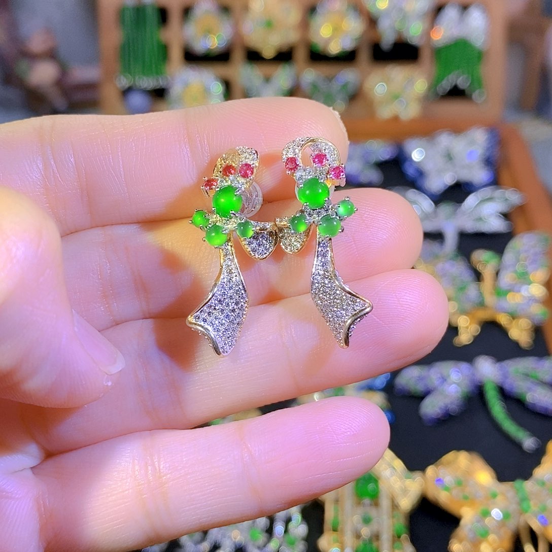 吊坠(不含链)银S925镶嵌翡翠