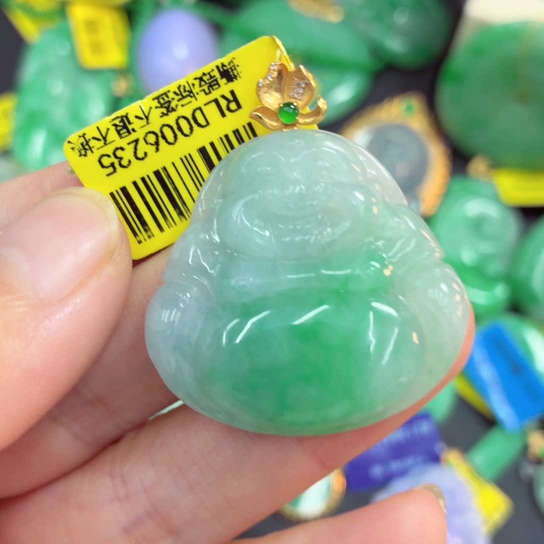 翡翠18K金镶嵌吊坠(不含链)