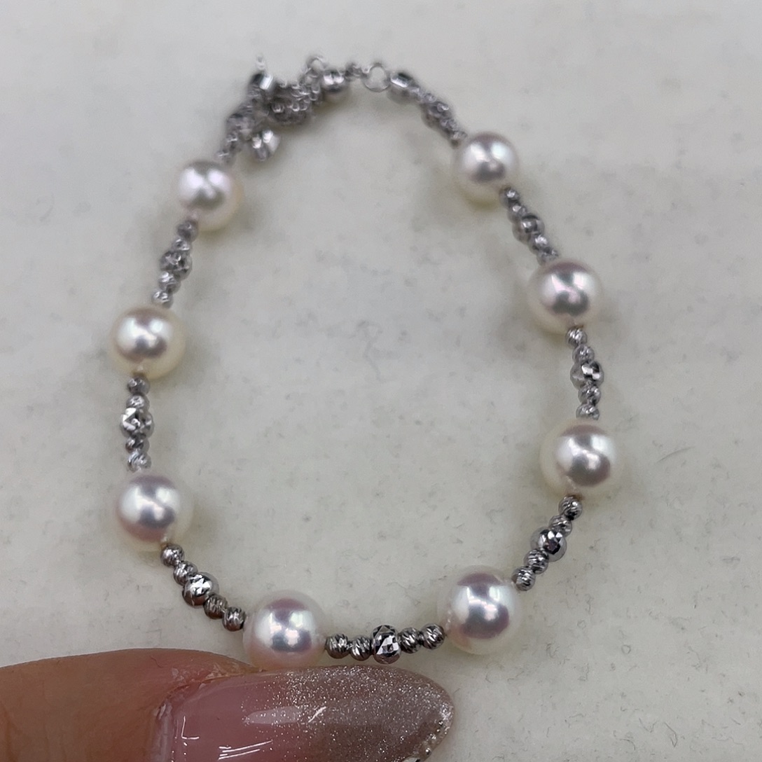 海水珍珠银S925镶嵌手绳