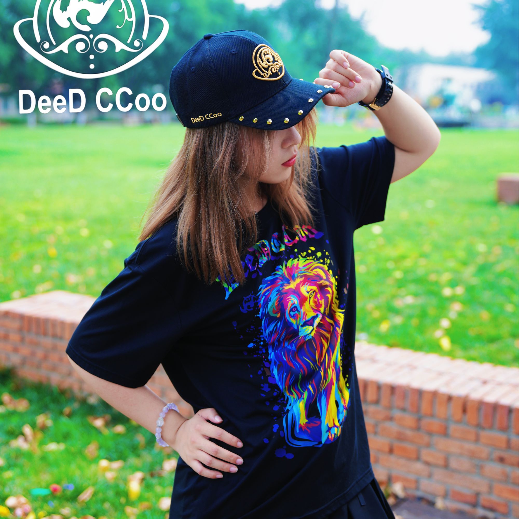 【炫彩猛狮】DeeDCoo新款夏季男女同款高端重工夏季T恤F0801008