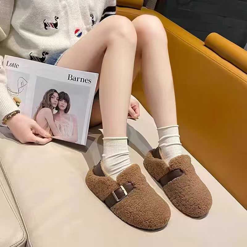 毛绒勃肯包踩两穿纯色冬季休闲风棉鞋