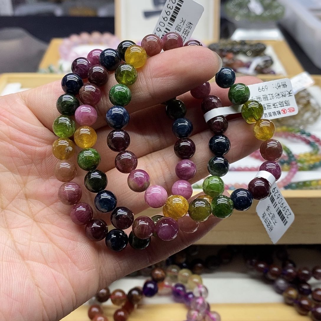 碧玺手链未镶嵌多样性发货发一条