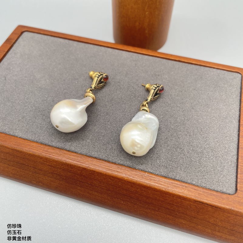 铜合金仿珍珠耳饰 DXIE手工Mori耳钉经典手工设计复古轻奢MR295