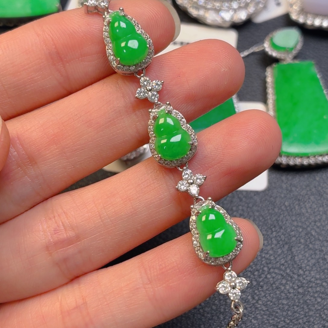 翡翠银S925镶嵌吊坠(不含链)手链