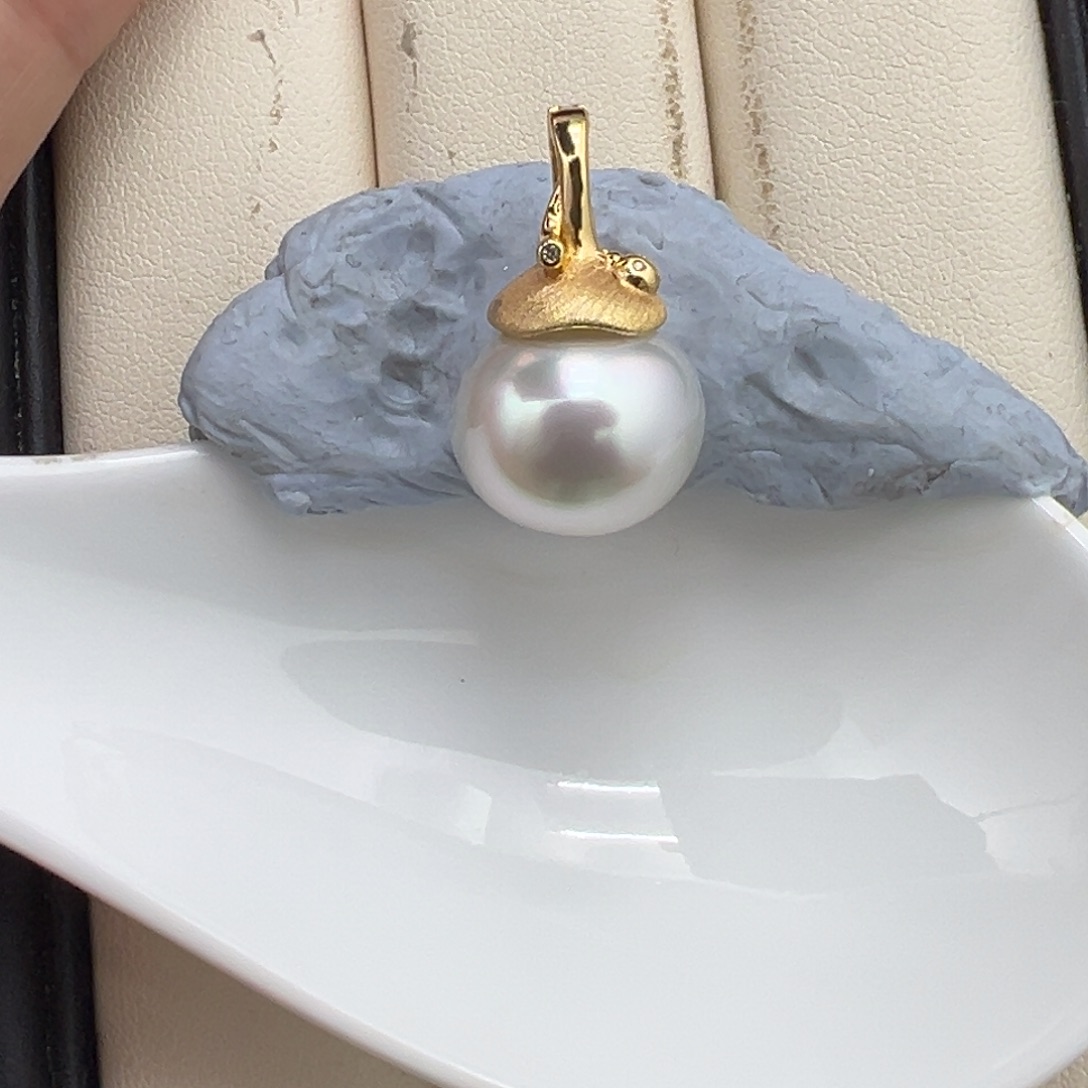 海水珍珠银S925镶嵌13.6mm馒头裸珠