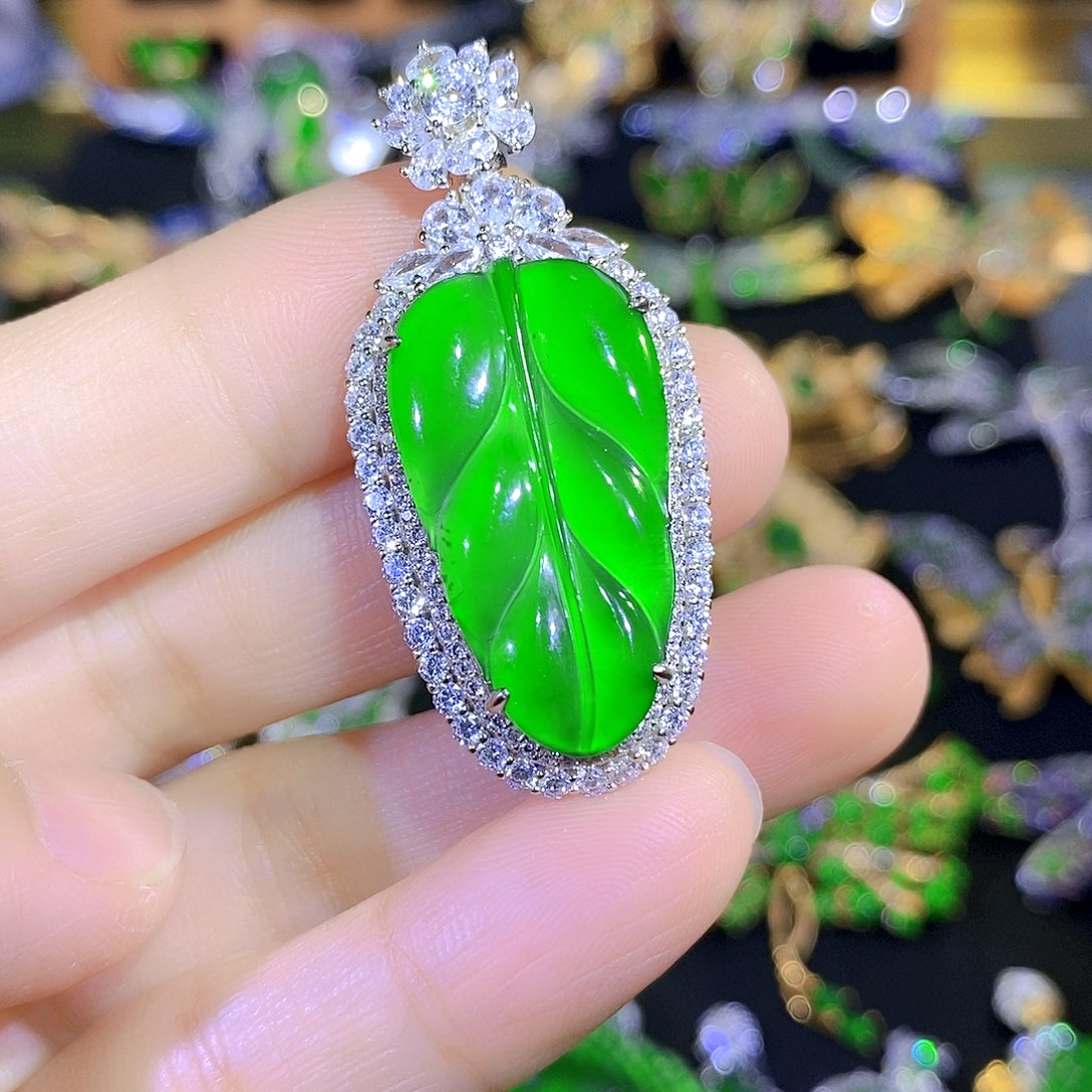 吊坠(不含链)银S925镶嵌翡翠