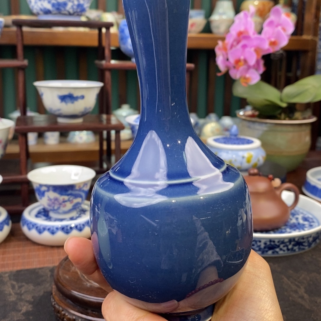 手工陶瓷高温颜色釉元蓝花瓶
