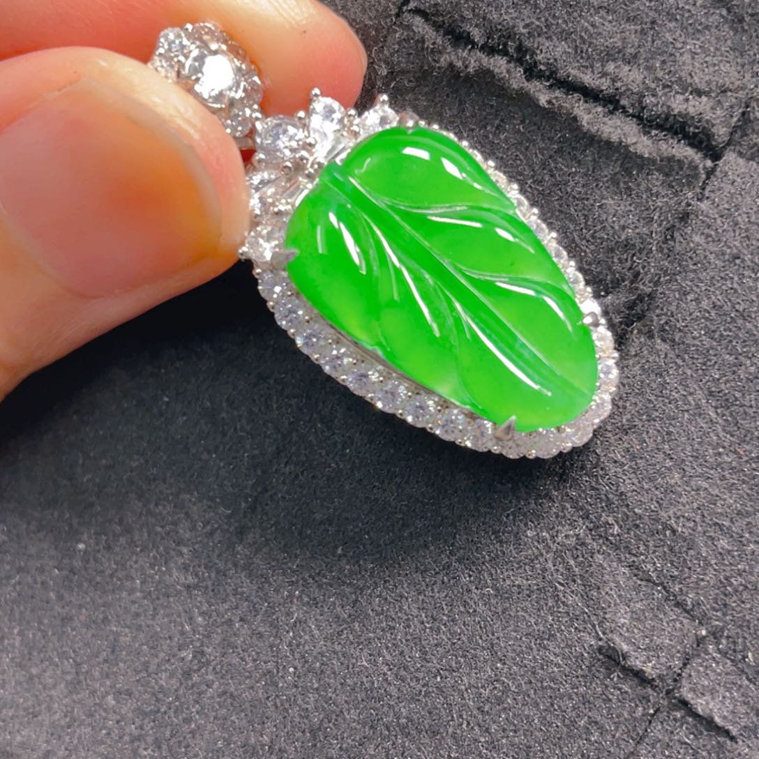 翡翠银S925镶嵌吊坠(不含链)