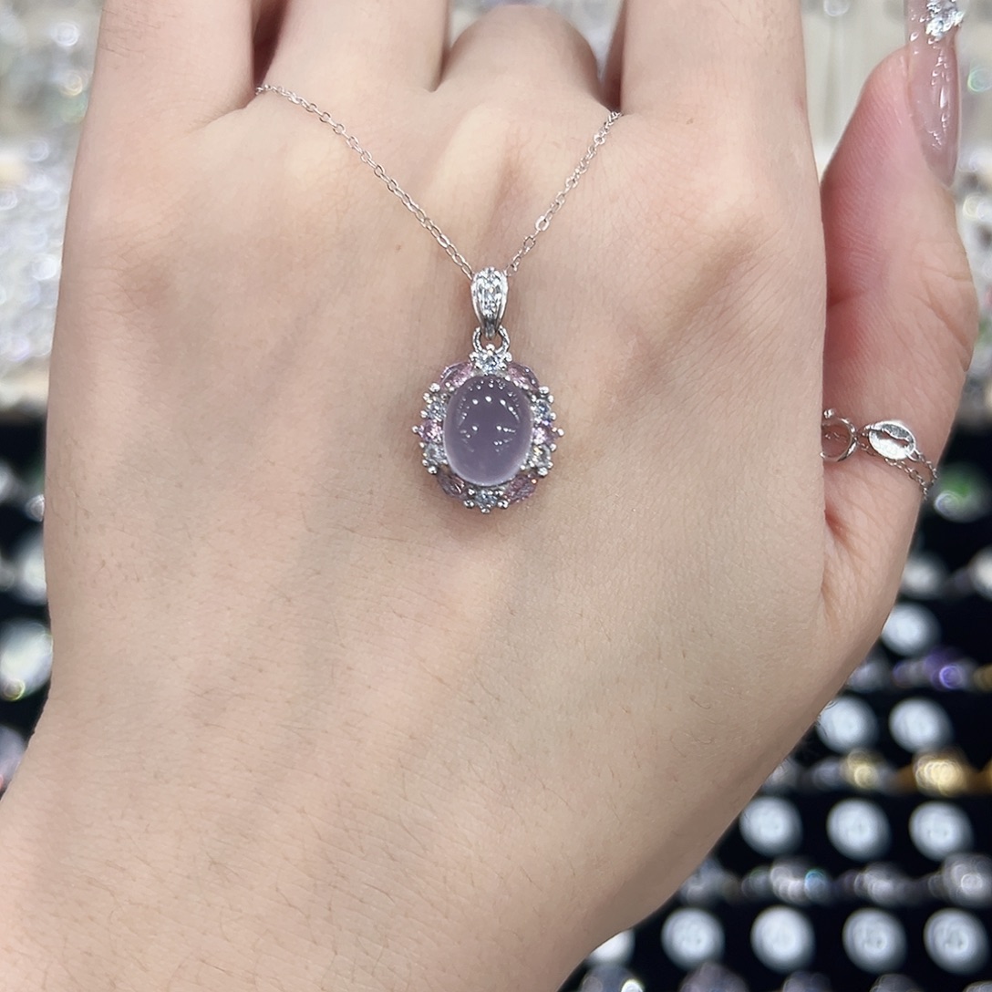 吊坠银S925镶嵌萤石